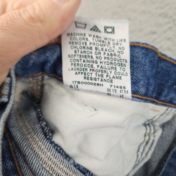 Wrangler Riggs Jeans Mens 34x32 Blue Workwear Carpenter FR Relaxed Faded Denim - Picture 11 of 16